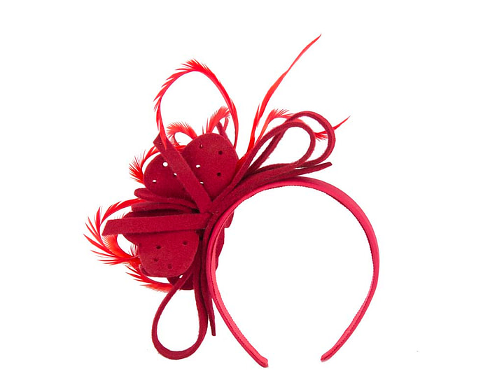 Red felt flower headband fascinator - Fascinators.com.au