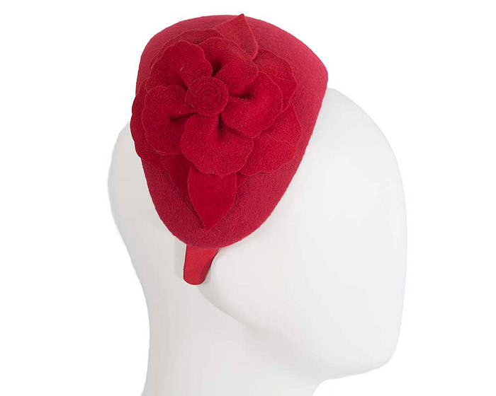 Red puffy band winter fascinator by Max Alexander - Fascinators.com.au