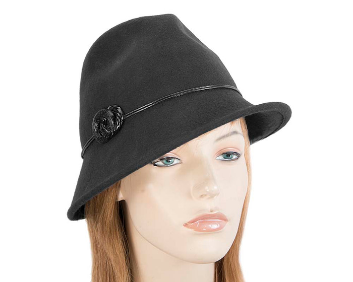 Black ladies felt trilby hat by Max Alexander - Fascinators.com.au