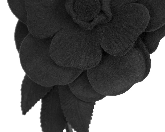 Black felt flower winter fascinator by Max Alexander - Fascinators.com.au