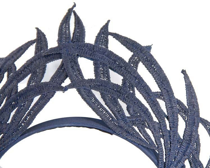 Navy lace crown fascinator - Fascinators.com.au