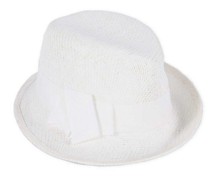 White ladies trilby hat - Fascinators.com.au