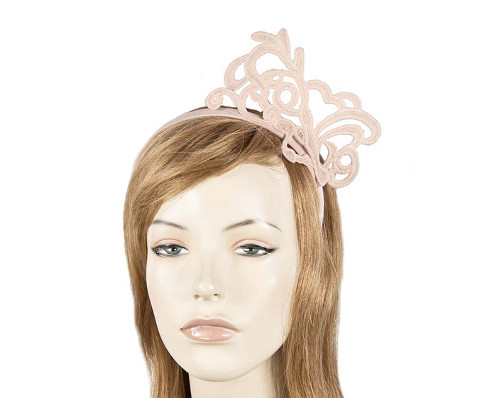 Blush lace crown fascinator - Fascinators.com.au