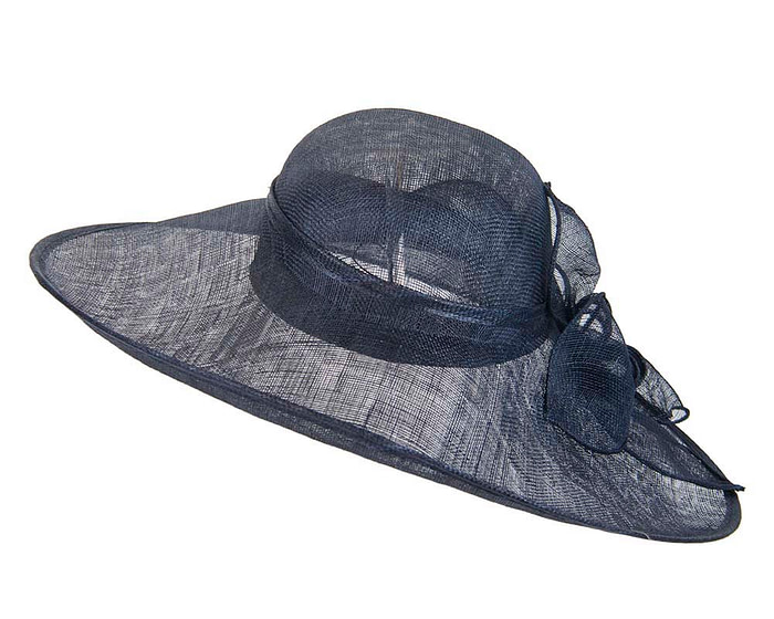 Large navy sinamay hat by Max Alexander - Fascinators.com.au