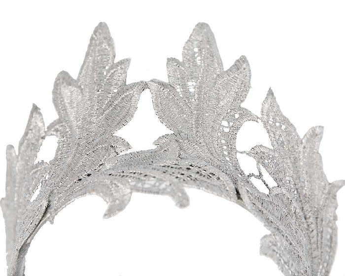 Silver lace crown fascinator by Max Alexander - Fascinators.com.au