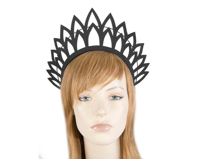 Black laser-cut crown headband by Max Alexander - Fascinators.com.au