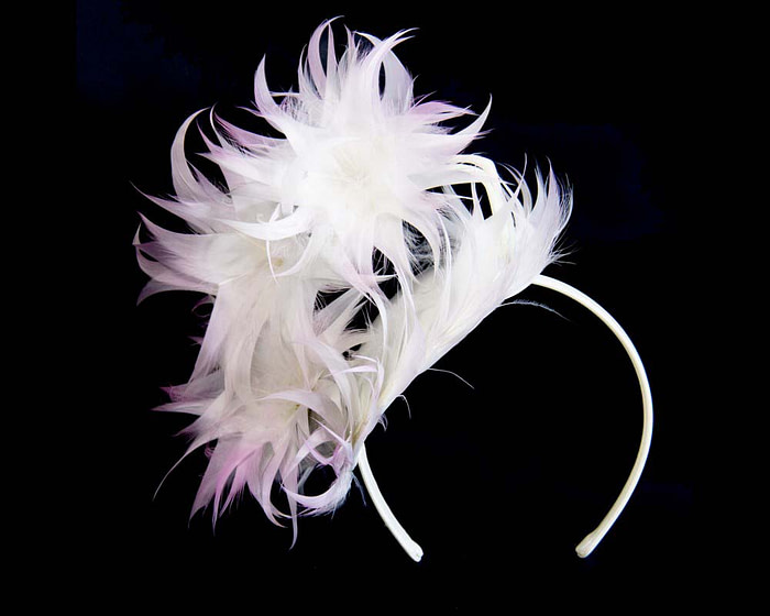 Cream & pink sculptured feather fascinator by Max Alexander - Fascinators.com.au