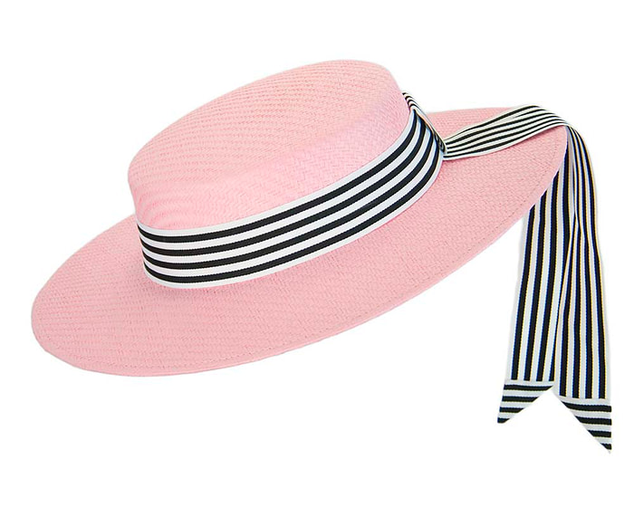 Pink boater hat by Max Alexander - Fascinators.com.au
