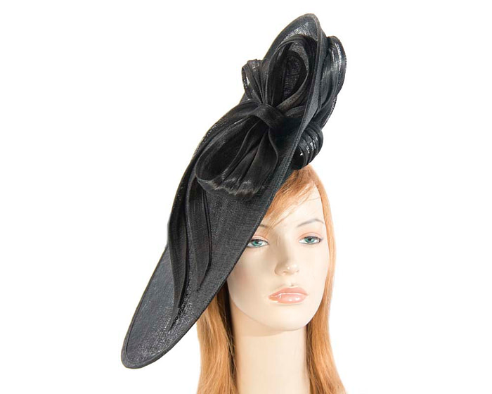 Large black racing fascinator hat S131B - Fascinators.com.au