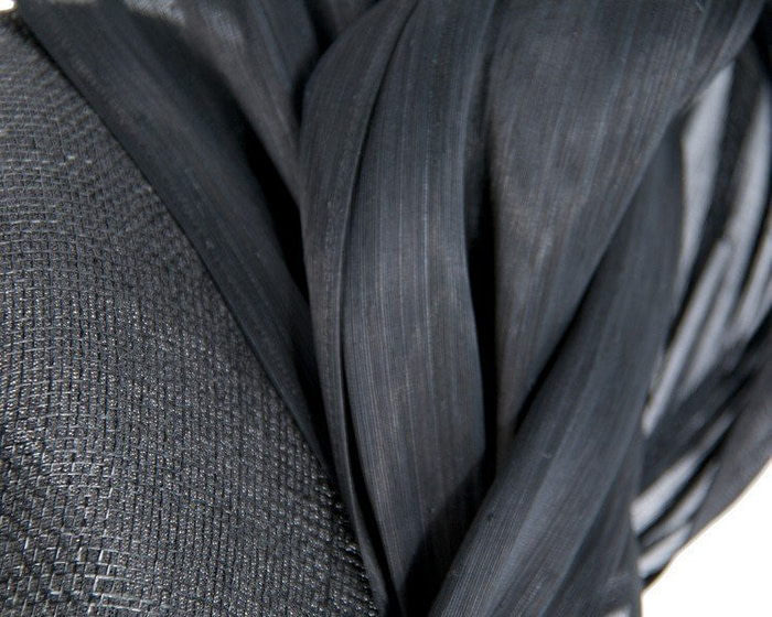 Black pillbox silk abaca bow - Fascinators.com.au