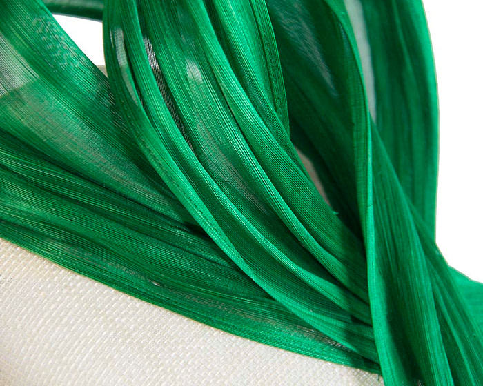 Cream & green pillbox silk abaca bow - Fascinators.com.au
