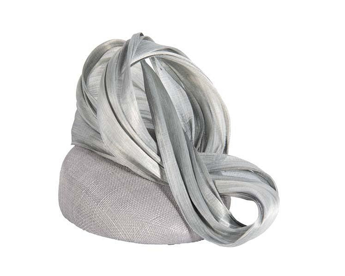 Silver pillbox silk abaca bow - Fascinators.com.au
