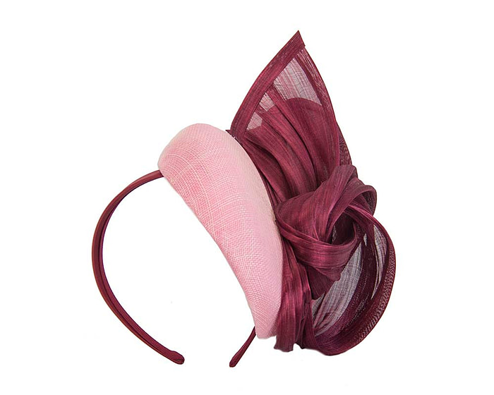 Pink & magenta pillbox with silk abaca bow - Fascinators.com.au