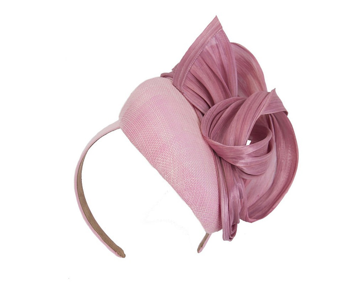 Dusty pink pillbox with silk abaca bow - Fascinators.com.au