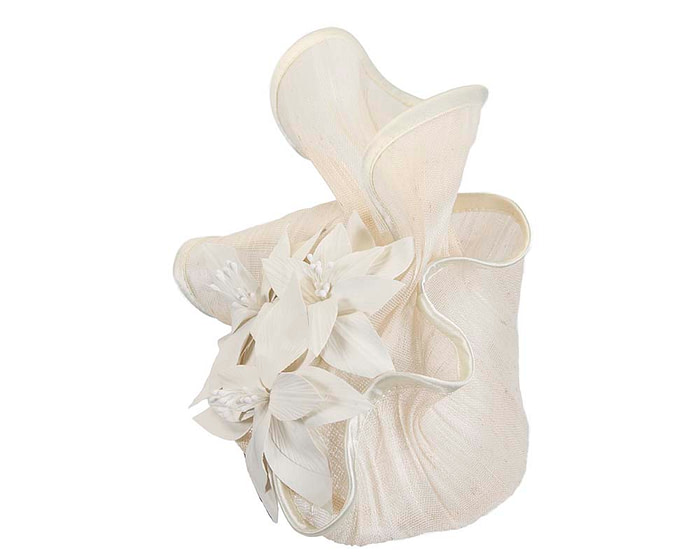 Cream fascinator with leather flowers by Fillies Collection - Fascinators.com.au