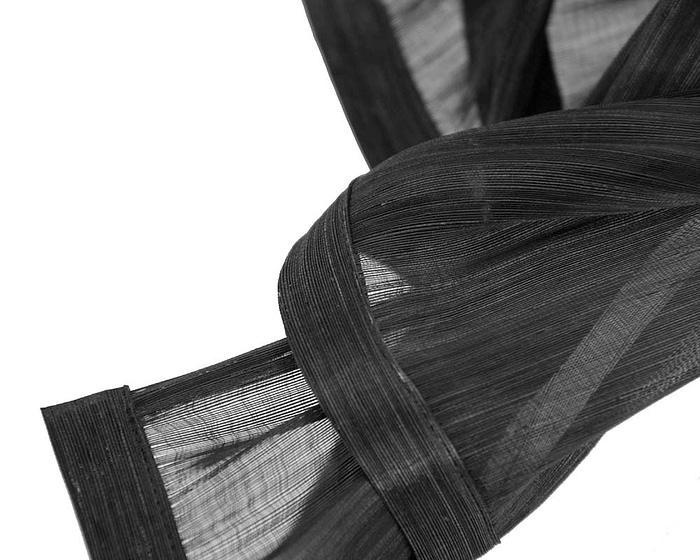 Twisted black silk abaca fascinator - Fascinators.com.au