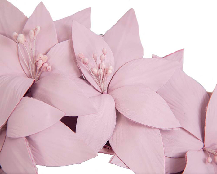 Lilac leather flower headband fascinator - Fascinators.com.au