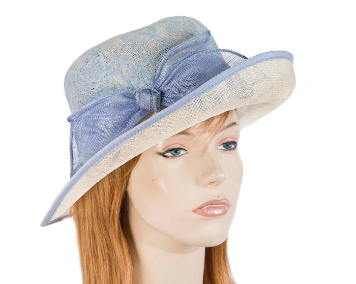 Blue & Cream fashion hat - Fascinators.com.au