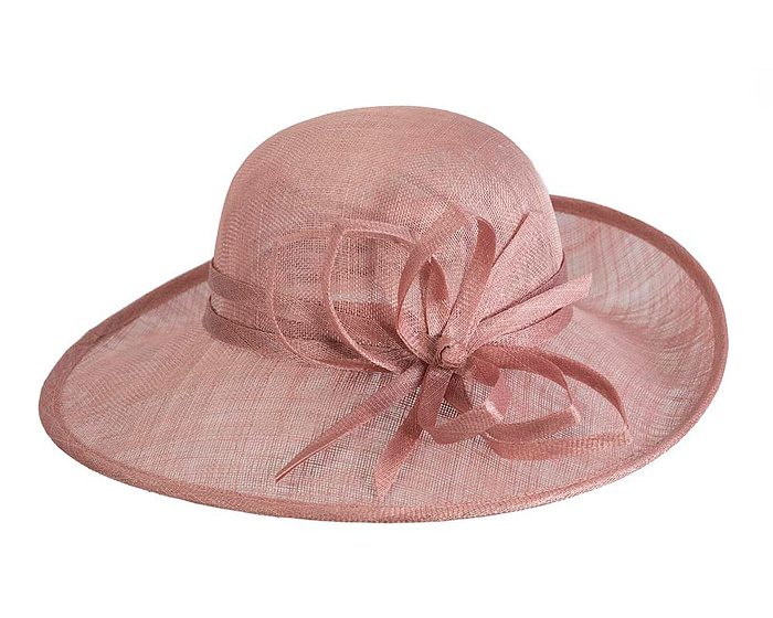 Wide brim dusty pink racing hat by Max Alexander - Fascinators.com.au