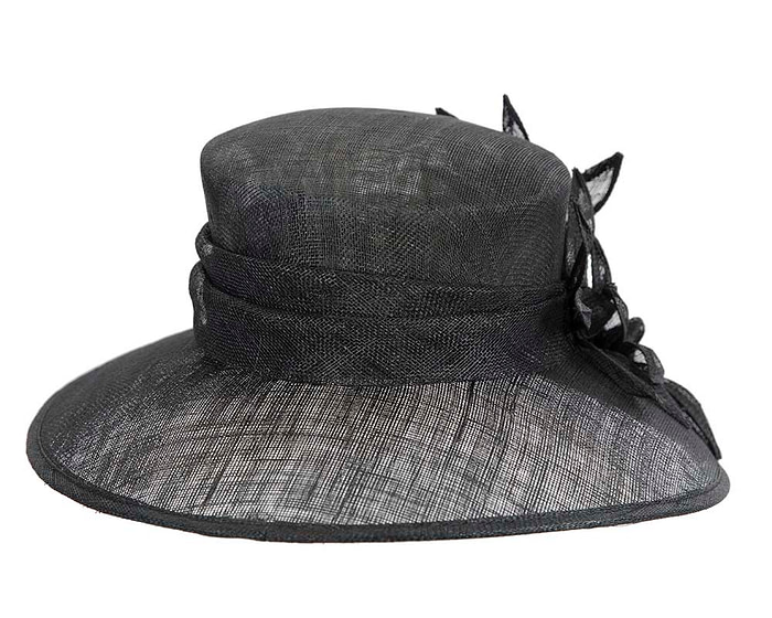 Large black sinamay racing hat by Max Alexander - Fascinators.com.au