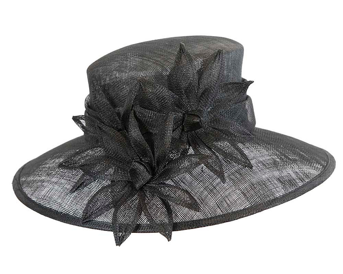 Large black sinamay racing hat by Max Alexander - Fascinators.com.au