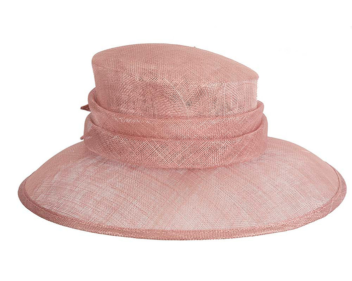 Large dusty pink sinamay racing hat by Max Alexander - Fascinators.com.au