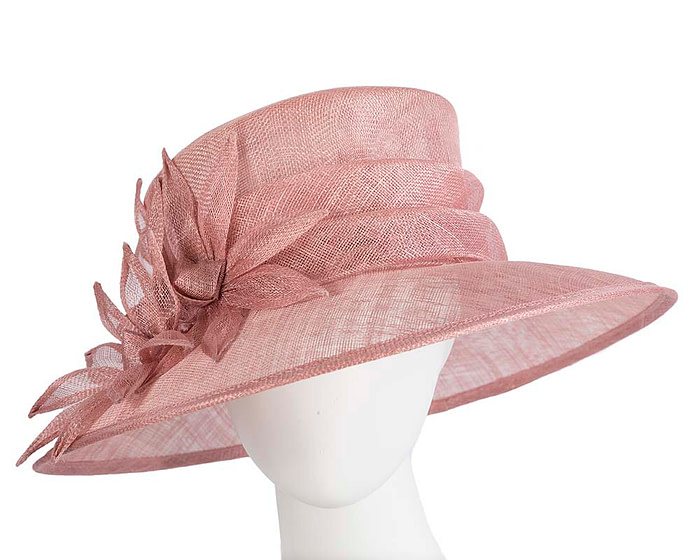 Large dusty pink sinamay racing hat by Max Alexander - Fascinators.com.au