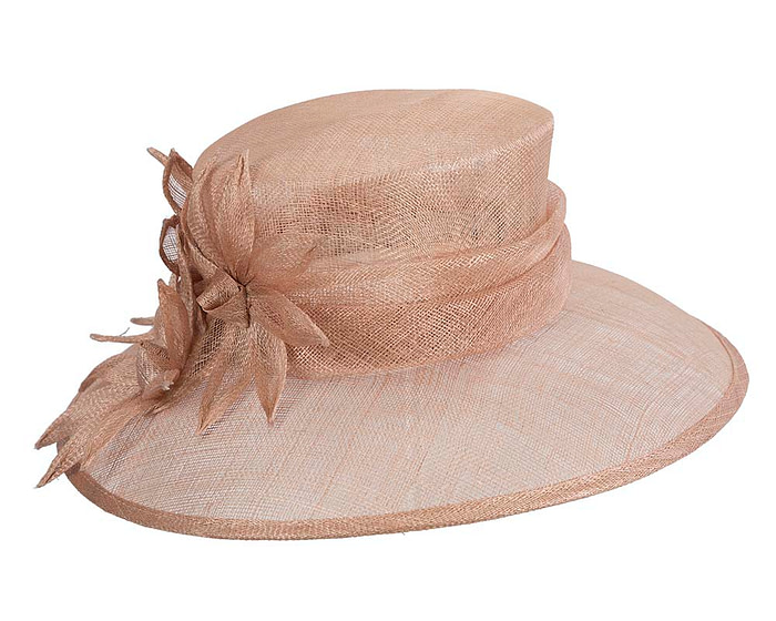 Large nude sinamay racing hat by Max Alexander - Fascinators.com.au