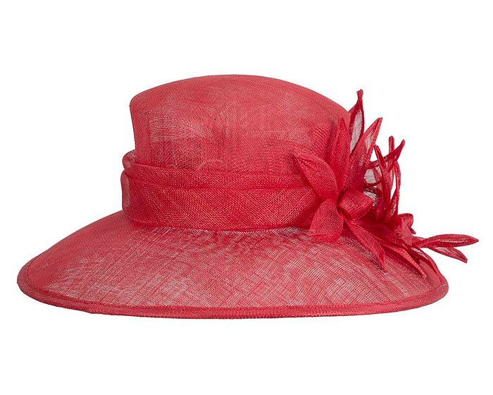 Large red sinamay racing hat by Max Alexander - Fascinators.com.au