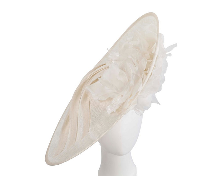 Large cream racing hatinator by Fillies Collection - Fascinators.com.au