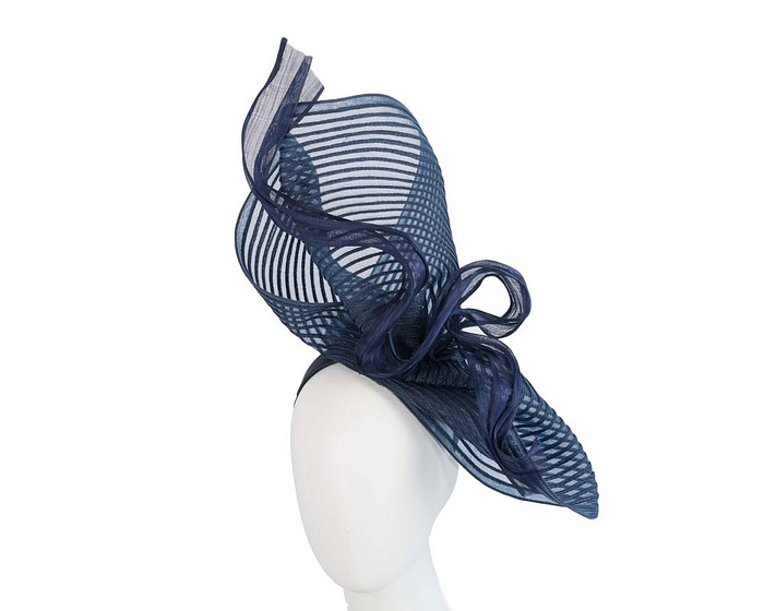 Tall twirl navy racing fascinator by Fillies Collection - Fascinators.com.au