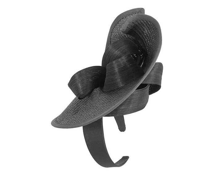 Black designers racing fascinator with bow by Fillies Collection - Fascinators.com.au