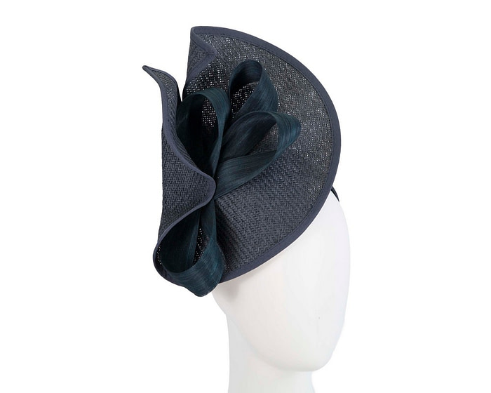 Navy designers racing fascinator with bow by Fillies Collection - Fascinators.com.au