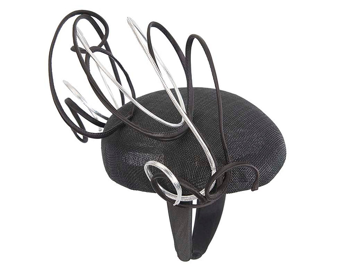 Bespoke Black & silver wire loops pillbox racing fascinator by Fillies Collection - Fascinators.com.au