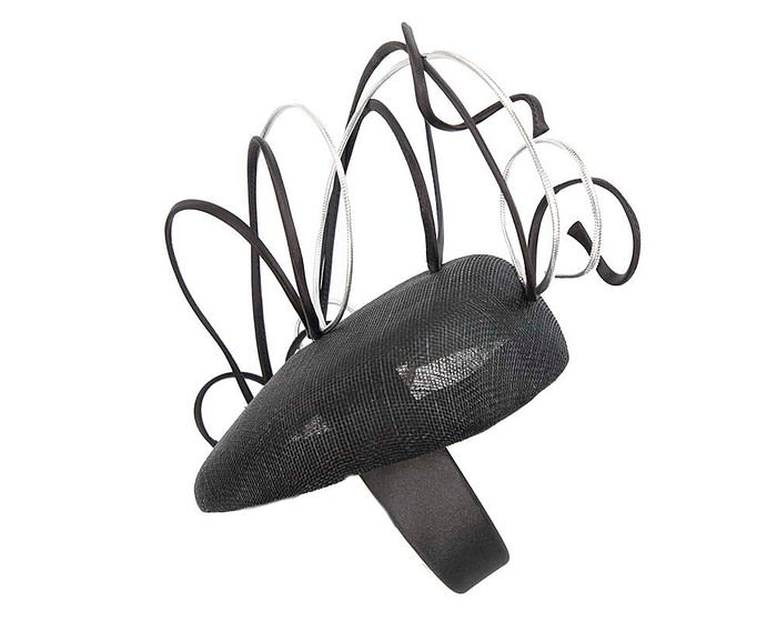 Bespoke Black & silver wire loops pillbox racing fascinator by Fillies Collection - Fascinators.com.au