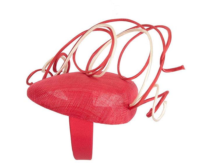 Bespoke red & nude wire loops pillbox racing fascinator by Fillies Collection - Fascinators.com.au
