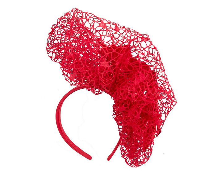 Red designers racing fascinator by Fillies Collection - Fascinators.com.au