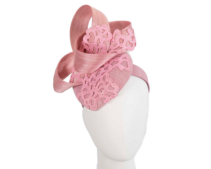 Pink lace pillbox Australian Made racing fascinator by Fillies Collection - Fascinators.com.au
