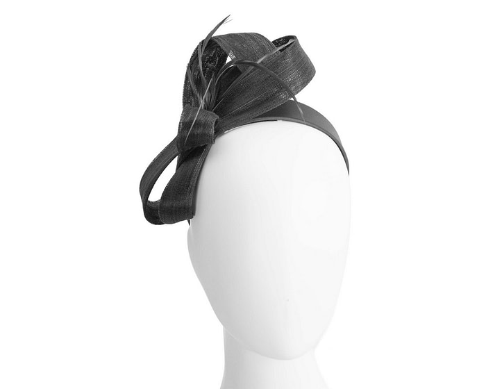 Black loops & feathers racing fascinator by Fillies Collection - Fascinators.com.au