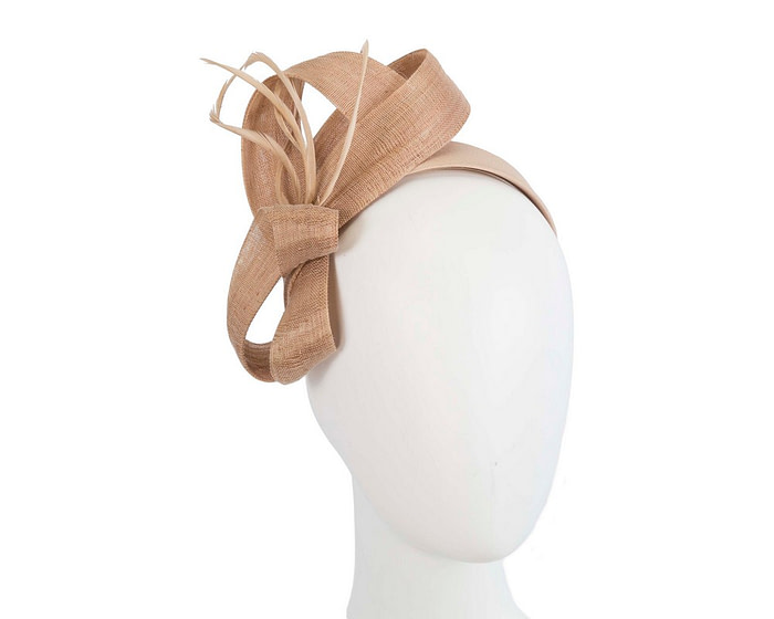 Nude loops & feathers racing fascinator by Fillies Collection - Fascinators.com.au