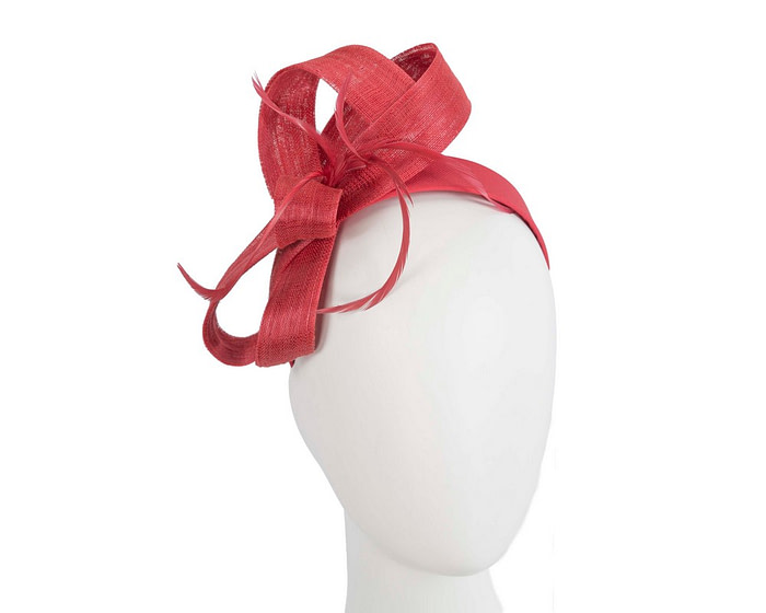 Red loops & feathers racing fascinator by Fillies Collection - Fascinators.com.au