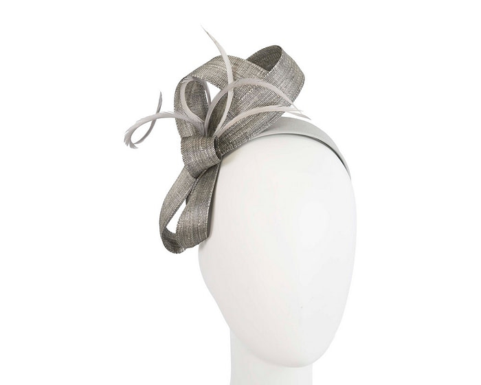 Silver loops & feathers racing fascinator by Fillies Collection - Fascinators.com.au