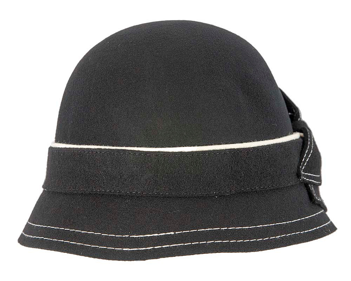 Black bucket cloche hat - Fascinators.com.au