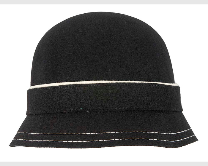 Black bucket cloche hat - Fascinators.com.au