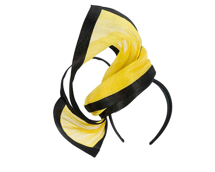 Yellow black Melbourne Cup fascinator by Fillies Collection S159YB - Fascinators.com.au