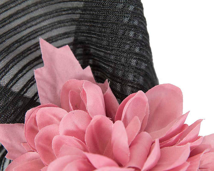 Large black & pink fascinator with roses by Fillies Collection - Fascinators.com.au