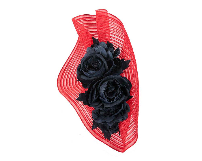 Large red & navy fascinator with roses by Fillies Collection - Fascinators.com.au