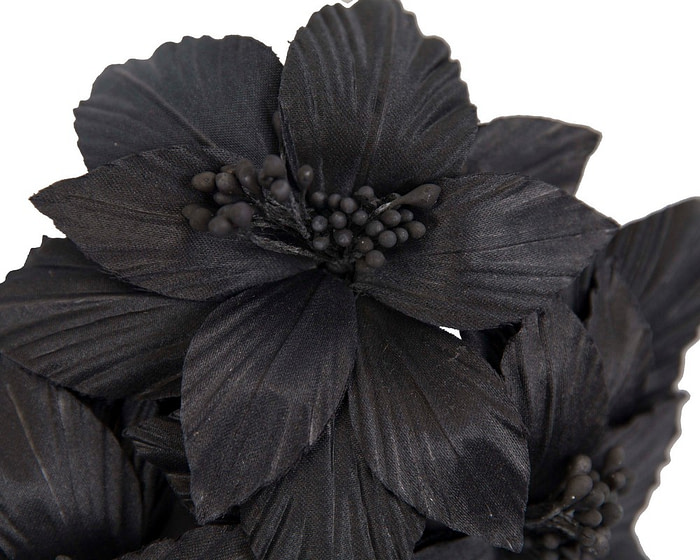 Black 3D flower headband fascinator - Fascinators.com.au