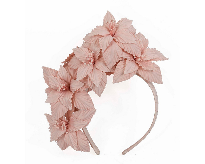 Blush 3D flower headband fascinator - Fascinators.com.au