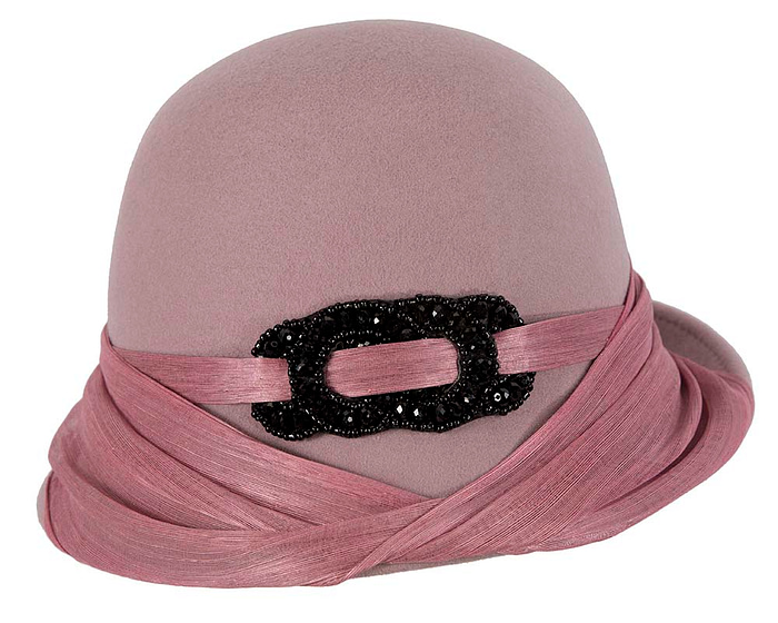 Australian made dusty pink felt bucket hat by Fillies Collection - Fascinators.com.au